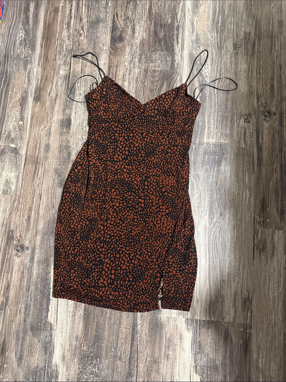 Slip Midi Dress in Rust Spot